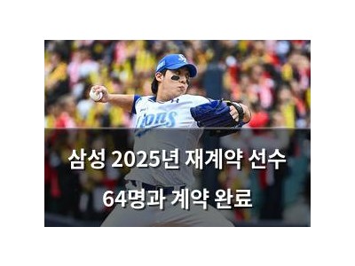 삼성 2025년 재계약 선수 64명과 계약 완료