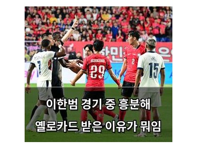 이한범 경기 중 흥분해 옐로카드 받은 이유가 뭐임